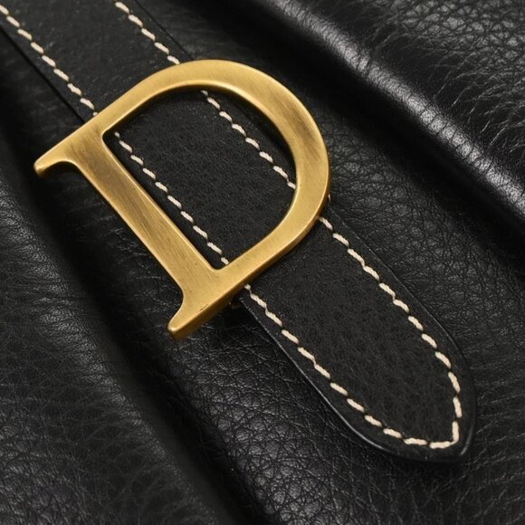 Christian Dior Black Leather Double Saddle Handbag MA-0071 155674 - Picture 6 of 10